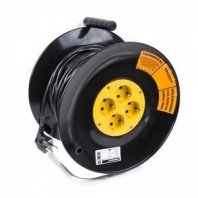 Удлинитель силовой на катушке 4 розетки, 50м, с/з, 2200Вт, 10А, IP20, 3х1мм2, STANDART PROCONNECT