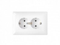 Розетка 2 гнезда С/У, с/з, белая, Стиль, Bylectrica