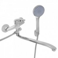 Смеситель для ванны с душем, плоский излив 35см, кер. картридж 35мм, хром, цинк, SK09-I102