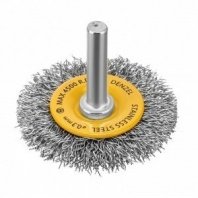 Щетка для дрели 50мм, дисковая пушистая со шпилькой, нержавеющая проволока Denzel