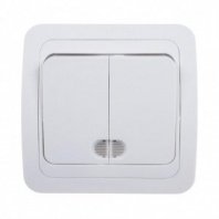 Выключатель 2 кл. с подсветкой С/У, белый, 10А, В0123(G-B0123), (шт.)
