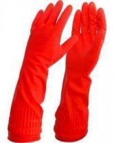 Перчатки хозяйственные латексные с удлиненной манжетой, размер M, красные