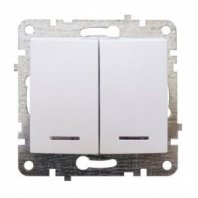 Механизм выключателя скрыт устан, 2-кл, б/з, подсв, бел, Quel Lumina, 4105-0021-90102