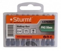 Бита PH2, 50мм, 10шт, магнитная, сталь CrV, в пластик.кейсе Sturm