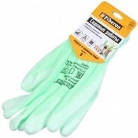 Перчатки ПЭ, полиуретановый облив, 8 (М), цвет в асс, однотонные, Fiberon