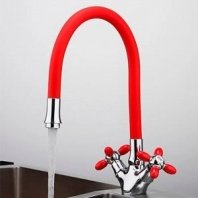 Смеситель для кухни, Frud, гибк излив, с кран-буксой, красн, R44127-10