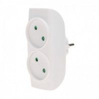 Разветвитель электрический, двойник, 2 гнезда, без заземления, 10А, 1,38кВт, белый REXANT