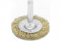 Щетка для дрели 60мм, дисковая пушистая со шпилькой, латунированная проволока Pobedit