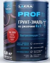 Грунт-эмаль черная 0,8кг, 4 в 1, по ржавч, быстросохнущ, Лакра PROF IT RAL 9005