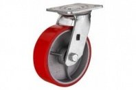 Колесо поворотное 200мм, большегрузное, из литой красной резины (SCp 80)