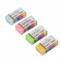 Ластик прямоугольный 3x1,5x1,1см, в картон. держателе, 4 цвета, термопластичная резина ClipStudio